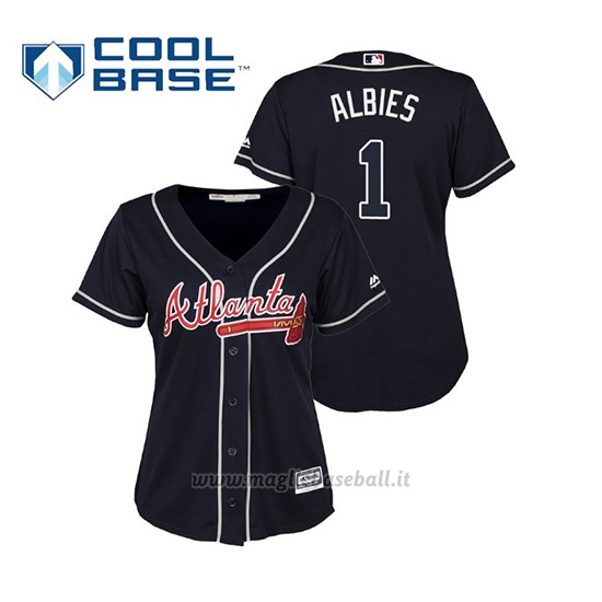 Maglia Baseball Donna Atlanta Braves Ozzie Albies Cool Base Majestic Alternato 2019 Blu